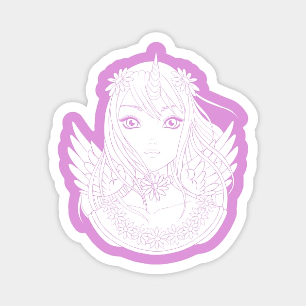 Unicorn Girl with Angel Wings Magnet by bomazu