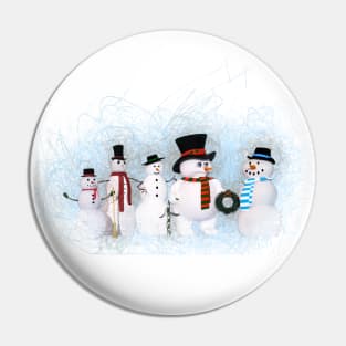 Five Snowmen In The Snow Pin