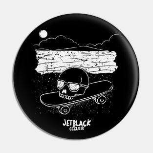 Grunge Skull on Skateboard Pin