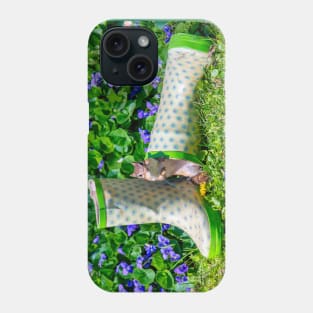 Chipmunk and rain boots in spring Phone Case