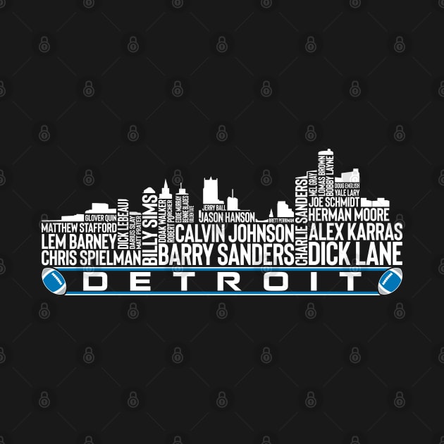 Detroit Football Team All Time Legends, Detroit City Skyline by Legend Skyline