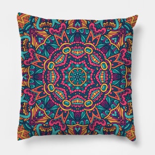 Colorful Oriental Rug Mandala Boho Pattern Pillow