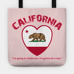 Bear Flag, Flag of California, Grizzly bear, “I’m going to California, I’m gonna be a star.” Tote