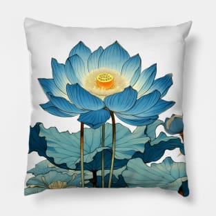 Egyptian Blue Lotus Flower on a light (Knocked Out) background Pillow