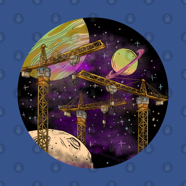 Disover tower crane on space construction - Tower Crane - T-Shirt