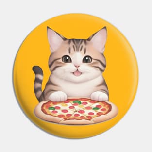 Cute Cat Holding a Pizza Pin