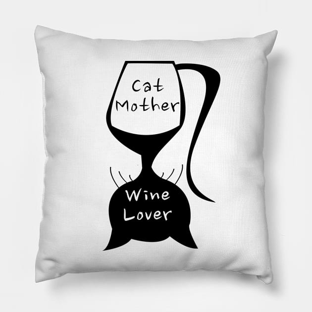 Cat Mother Wine Lover Pillow by Dogefellas