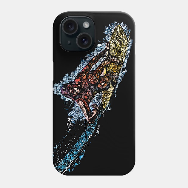 Surfer Hanging Ten Fractal Tattoo Art Phone Case by Webdango