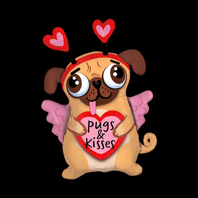 Pugs Valentine  Cupid Pug Kisses Valentine Pug Lover by vulanstore