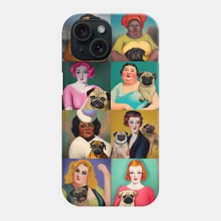 Retro Style Women & Pugs Phone Case