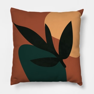 Abstract Boho, Terracotta, Plant, Bohemian Leaf Decor Pillow