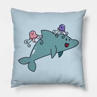 Dolphin with Jellyfish Friends Pillow