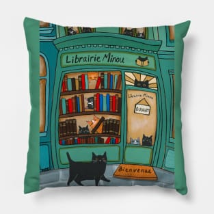 Librairie Minou Cats Bookstore Pillow