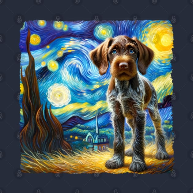 Starry German Wirehaired Pointer Portrait - Dog Portrait by starry_night