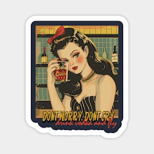Vintage girl drinking vodka Magnet