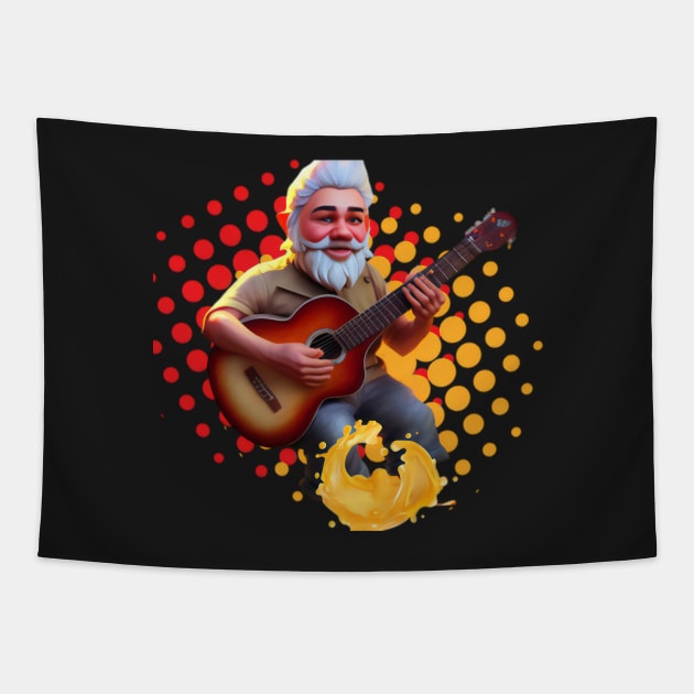 Gnome Musicians Guitar Halftone Splash Tapestry by Shadowbyte91