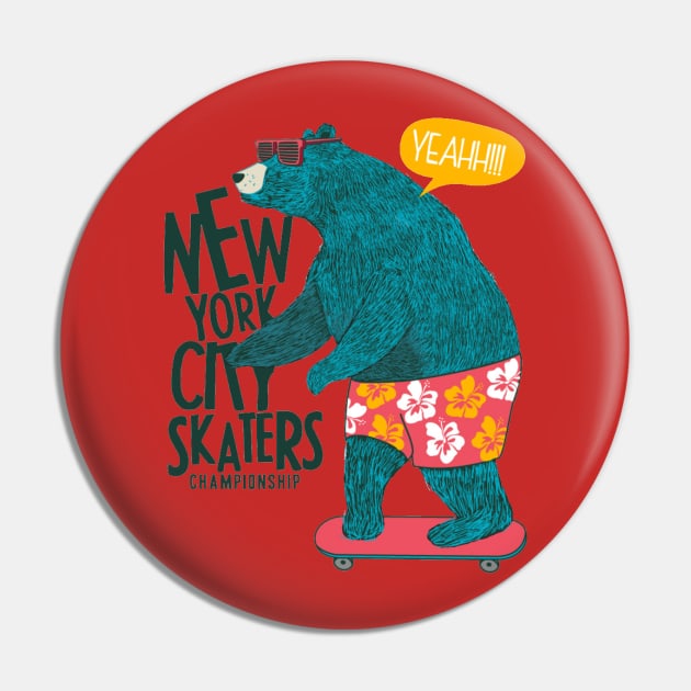 New York City Skaters Pin by Mako Design 