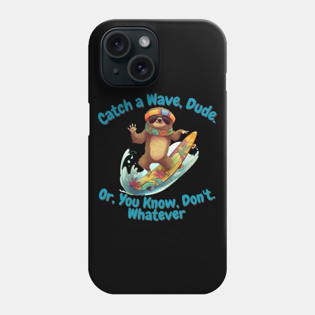 Surfing Sloth Phone Case by TooplesArt