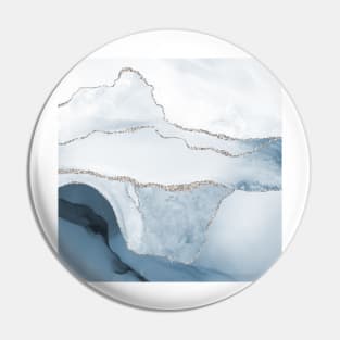 Watercolor Agate in Slate Blue Faux Silver Veins Pin