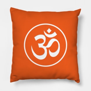 Sacred Aum Symbol Om White Pillow