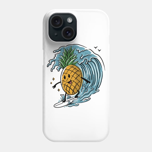 Pineapple Surfing Phone Case by quilimo