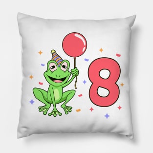 I am 8 with frog - kids birthday 8 years old Pillow