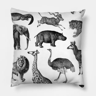 Vintage Animal Safari Collage Pillow