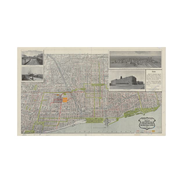 Vintage Map of Chicago (1912) by Bravuramedia