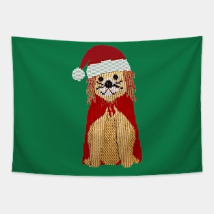 Cute Knitted Labrador Dog Santa Claus Costume Christmas Gift Tapestry