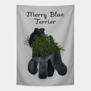 Merry Blue Terrier (Grey Background) Tapestry