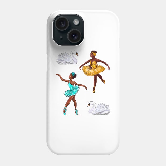 The top 10 best Dance gifts - Swans - African American Ballerinas Black girls dancing Ballet Dancers Brown skin Ballerina Phone Case by Artonmytee