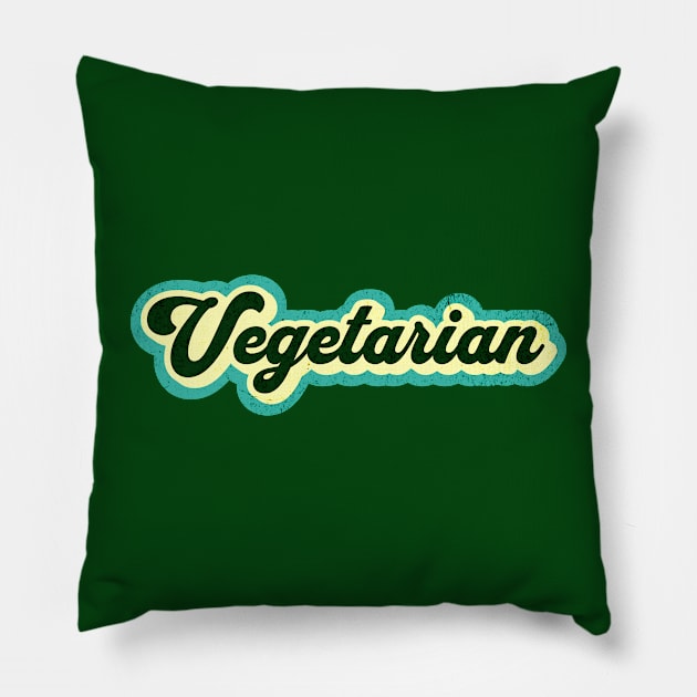 Retro Vegetarian Graphic Logo Pillow by Cult of Seitan