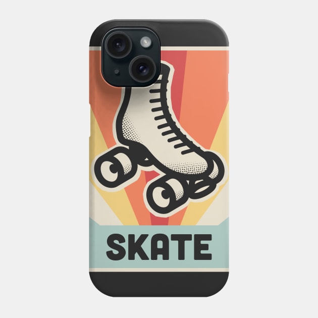 SKATE| Vintage 70s Style Roller Skating Poster Phone Case by MeatMan
