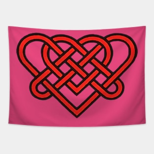 Celtic Eternal Love Knot Romantic Heart Red Design Tapestry