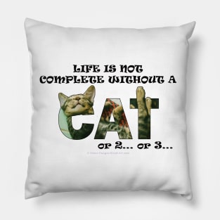 Life is not complete without a cat or 2 or 3 - tabby cat oil painting word art Pillow