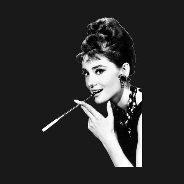 Audrey Hepburn Smokes by yevomoine