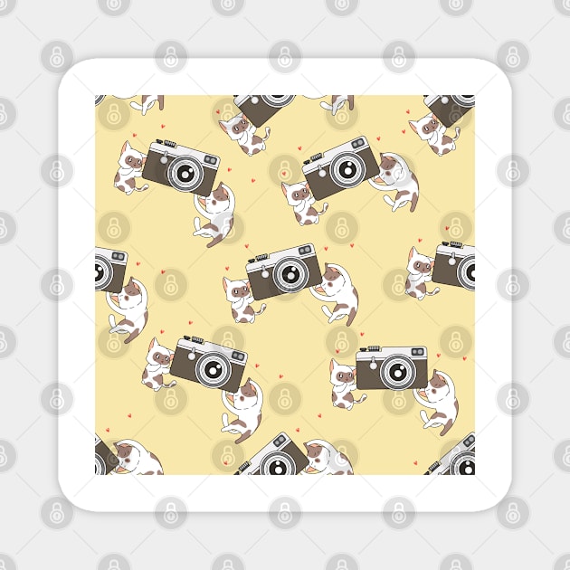 Cute Cats Pattern Camera Magnet by chimmychupink