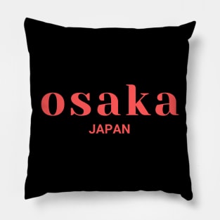 Osaka Japan Simple Text Red Design Pillow