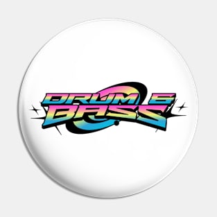 DRUM AND BASS  - Rainbow Y2K Chest logo (black/pink/blue) Pin