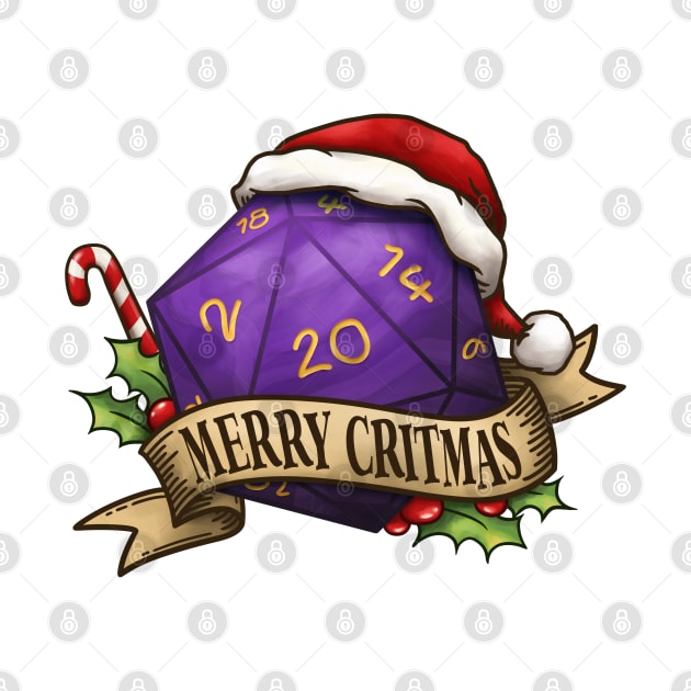 D20 Merry Critmas Dice Purple by Takeda_Art