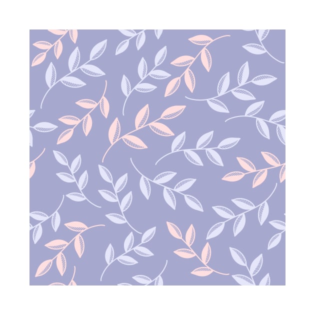 Leaves repeat pattern in pastel lavender by HariniArts