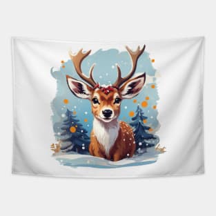 Chrismtas deer design, christmas scene with deer Tapestry