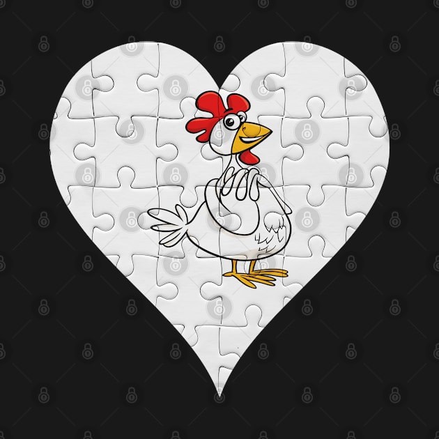 Jigsaw  Chicken Heart Design - Farm Animals Chicken by giftideas