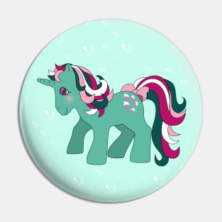 Green unicorn with twinkle eyes Pin