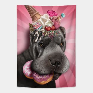 Shar Pei with ice cream and donuts Tapestry