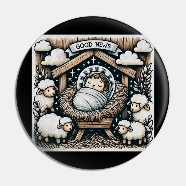 Newborn King Jesus Manger Baby Sheep Good News Gospel Pin by Plushism