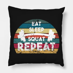 eat sleep squat repeat funny workout Pillow