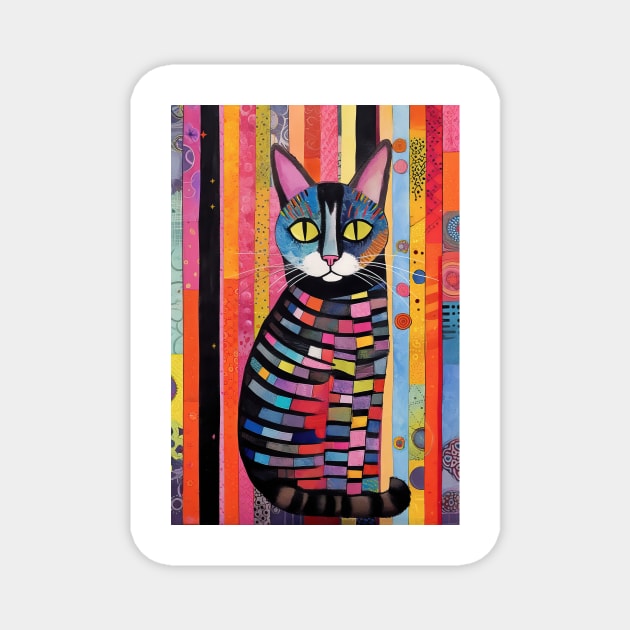 Abstract Cat 3 Magnet by erzebeth