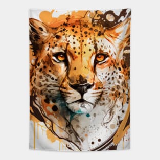 Cheetah Portrait Animal Painting Wildlife Outdoors Adventure Tapestry