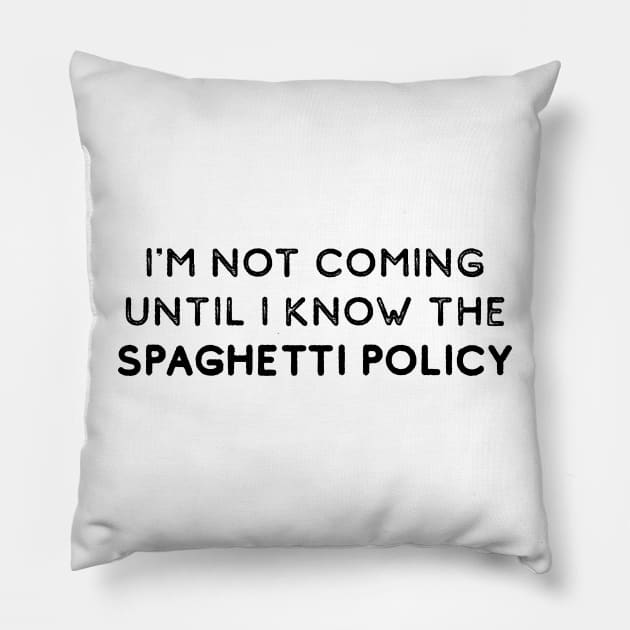 Spaghetti Policy Pillow by SBarstow Design
